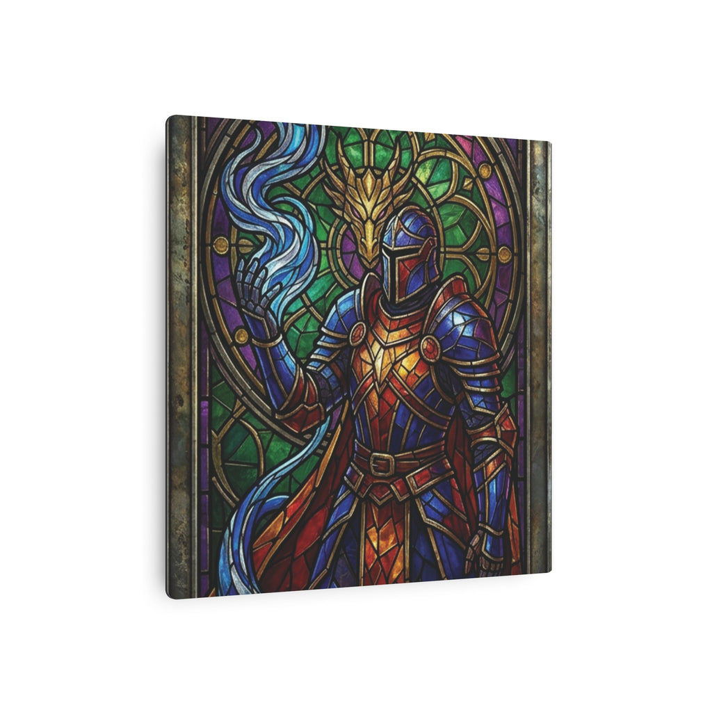 The Arcane Dragon-Knight – Stained-Glass Metal Print