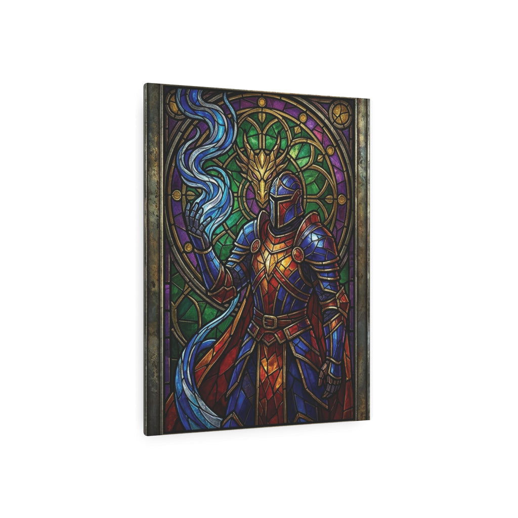 The Arcane Dragon-Knight – Stained-Glass Metal Print