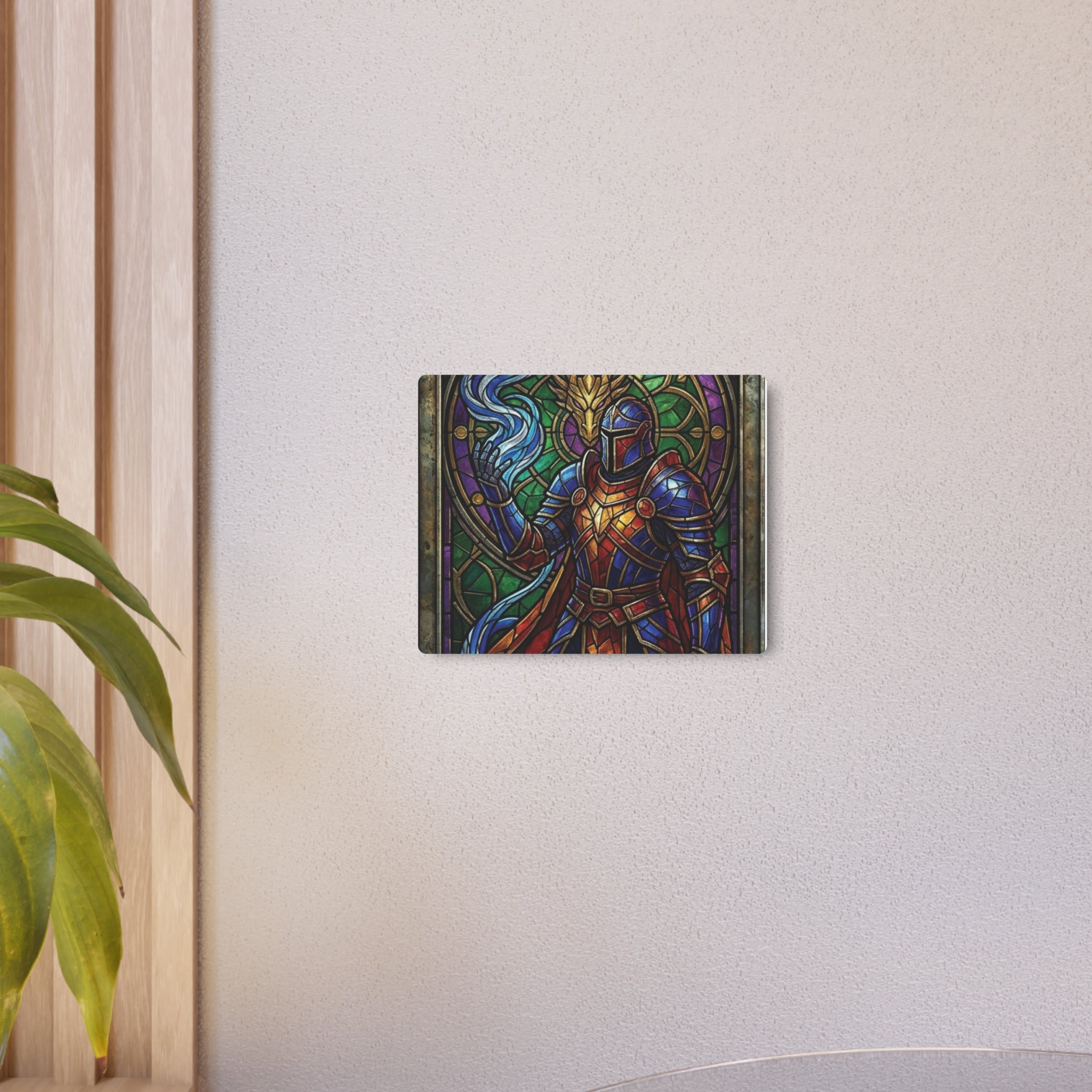 The Arcane Dragon-Knight – Stained-Glass Metal Print