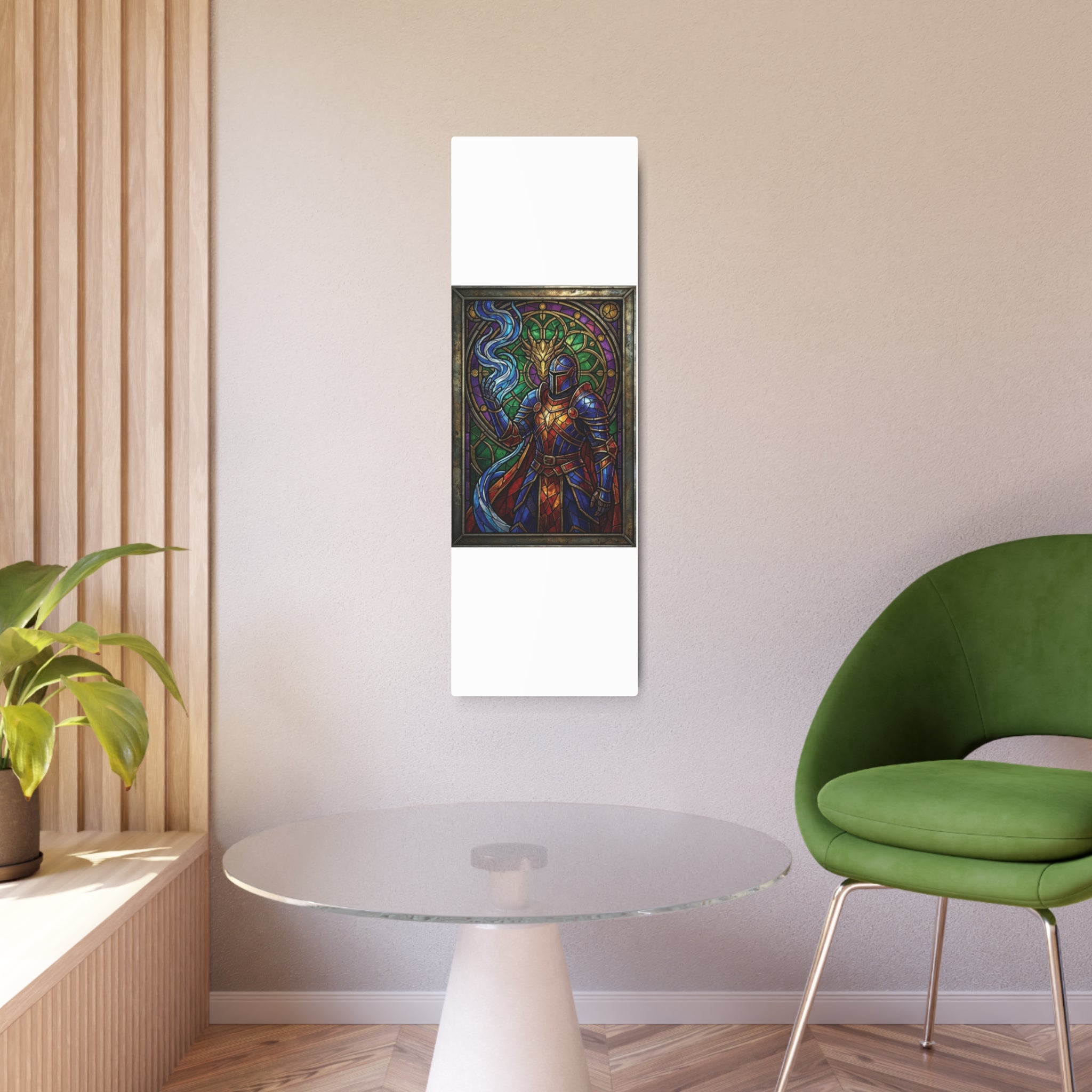 The Arcane Dragon-Knight – Stained-Glass Metal Print