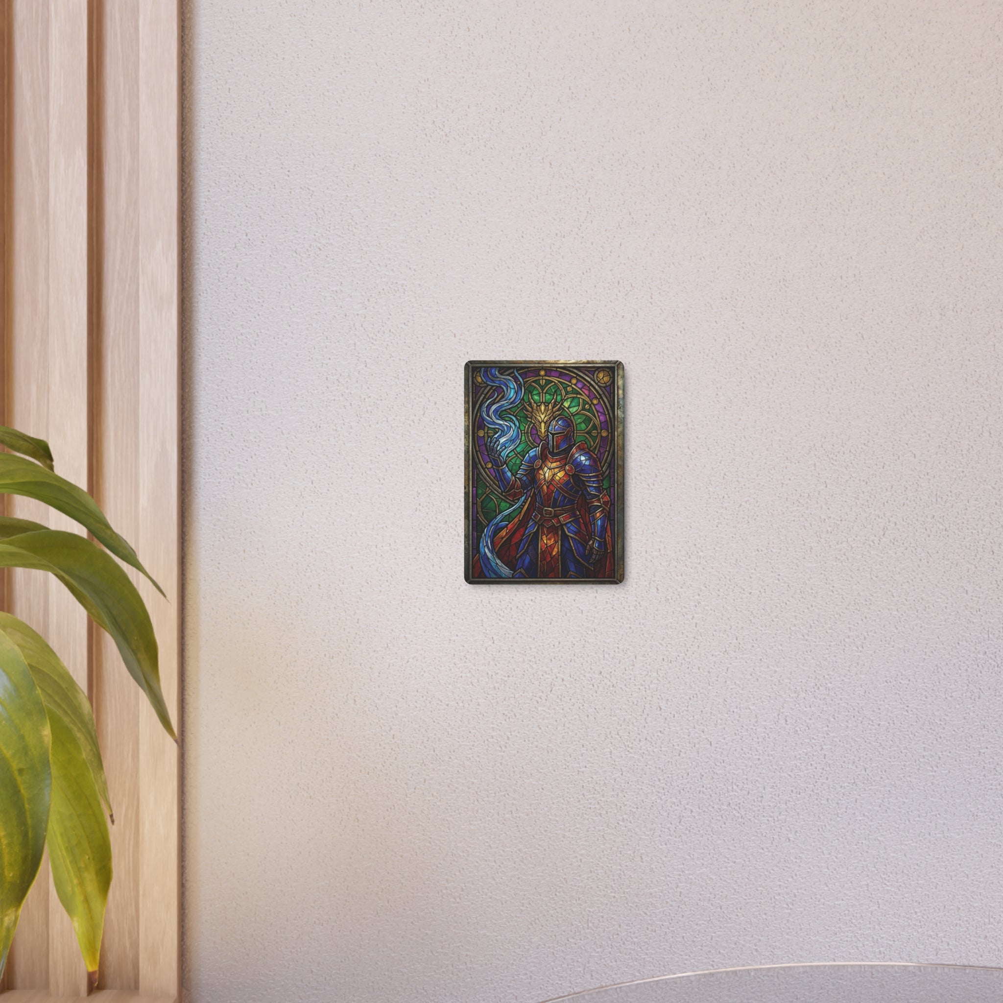 The Arcane Dragon-Knight – Stained-Glass Metal Print