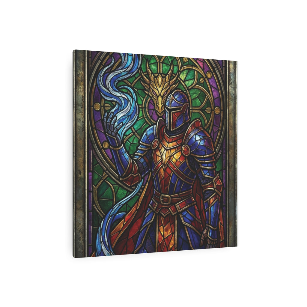The Arcane Dragon-Knight – Stained-Glass Metal Print