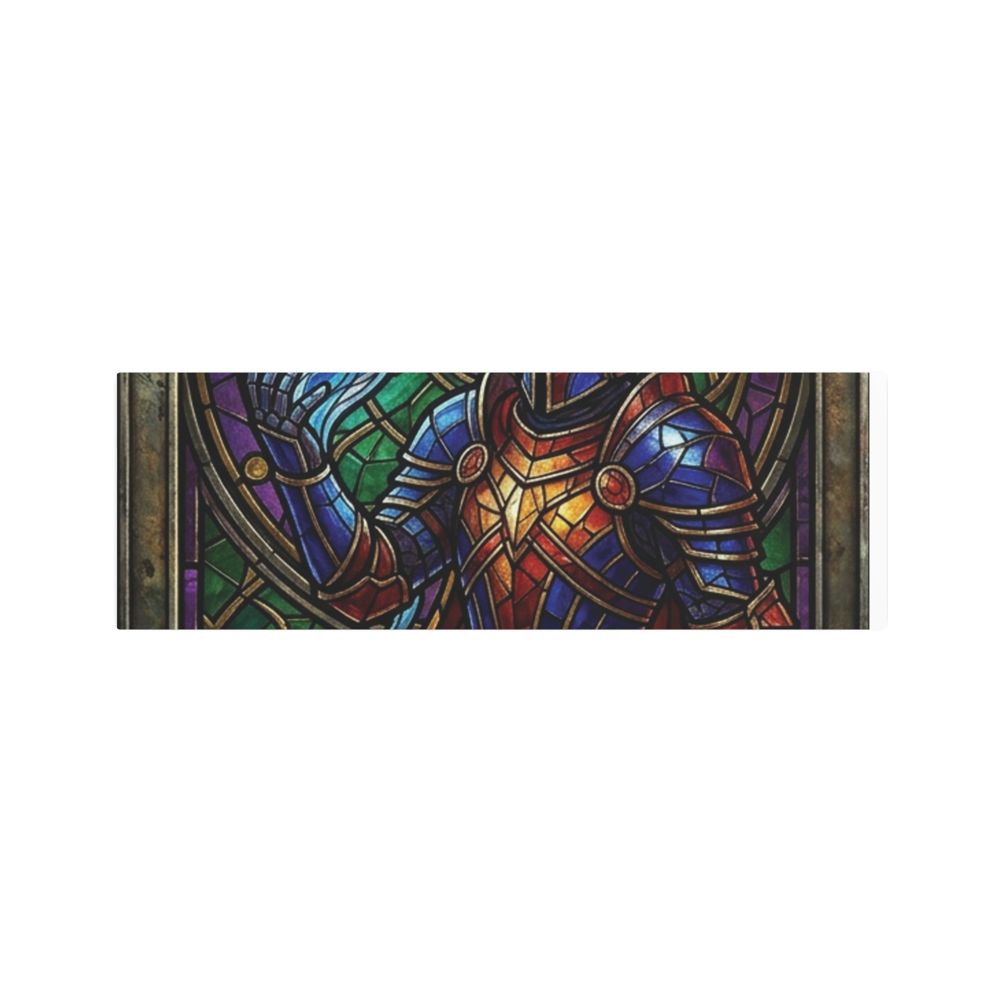 The Arcane Dragon-Knight – Stained-Glass Metal Print