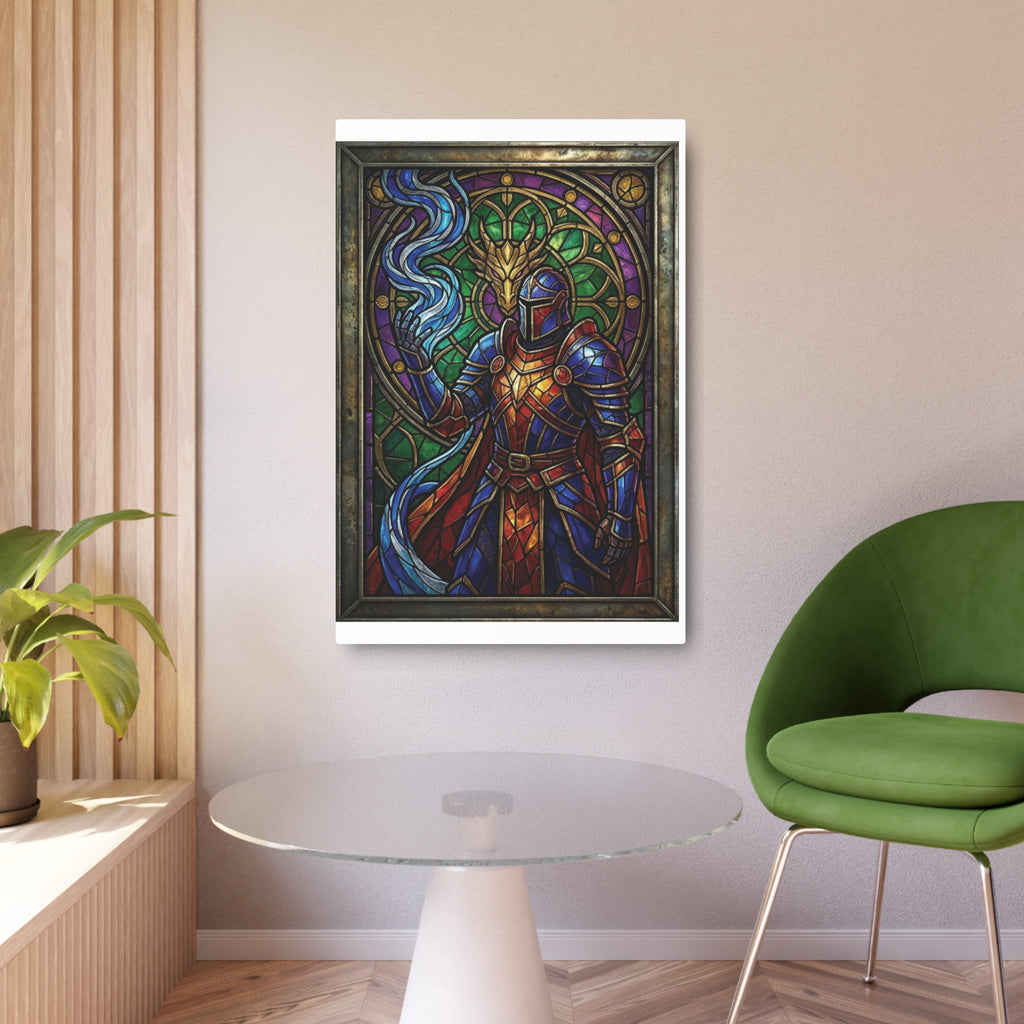 The Arcane Dragon-Knight – Stained-Glass Metal Print