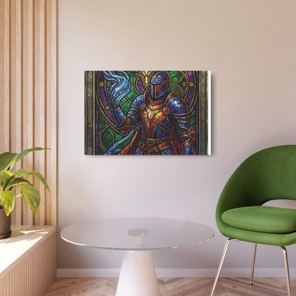 The Arcane Dragon-Knight – Stained-Glass Metal Print