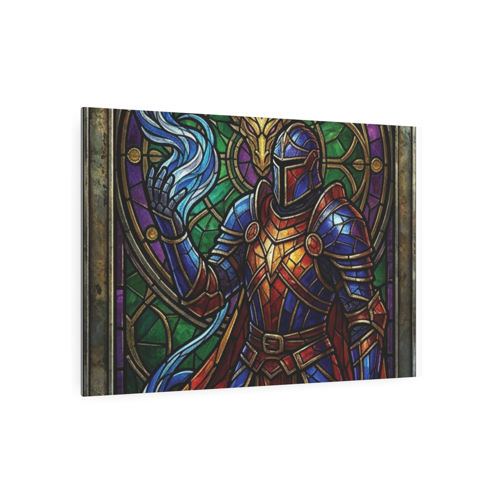 The Arcane Dragon-Knight – Stained-Glass Metal Print