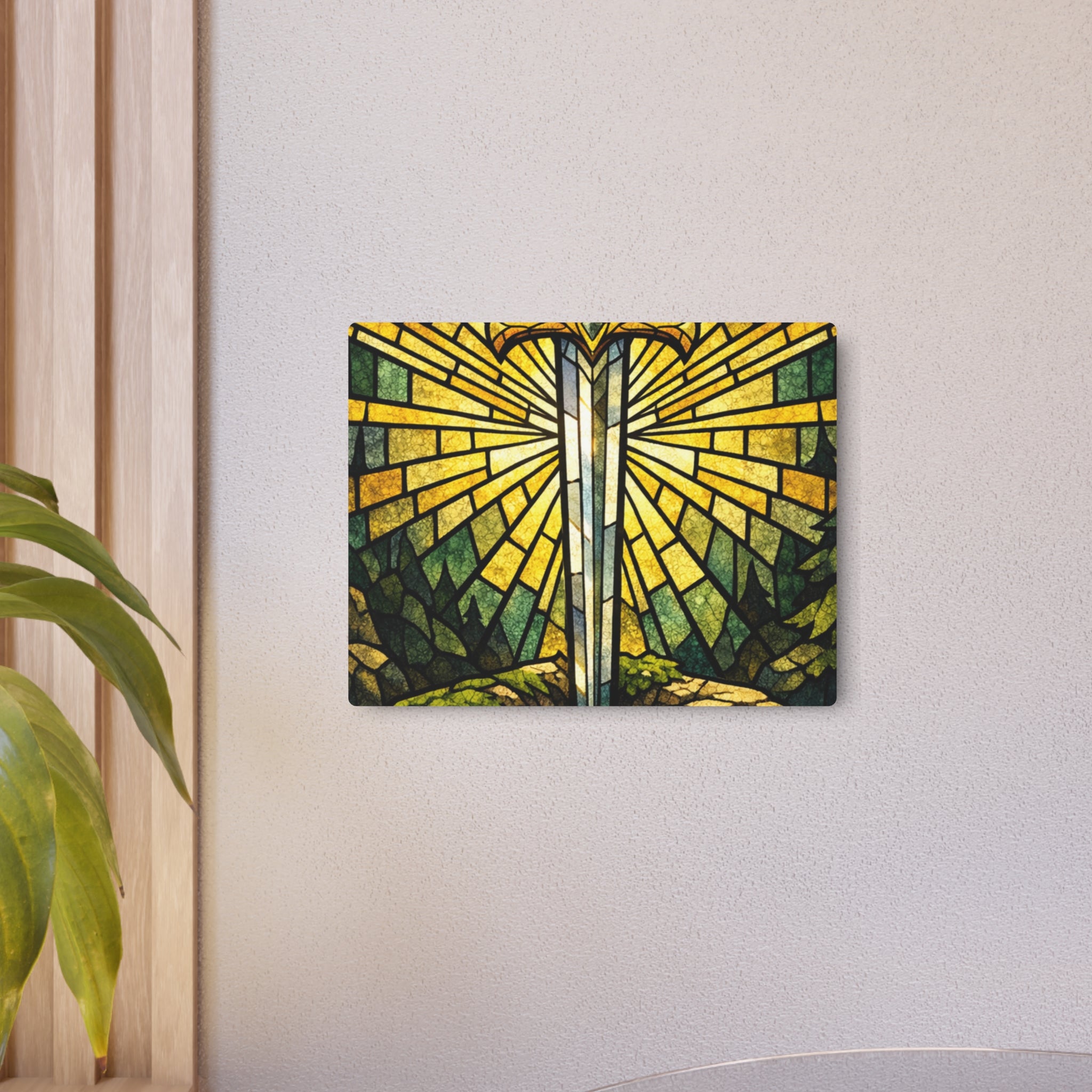 The Sovereign's Blade: Gothic Stained-Glass Art