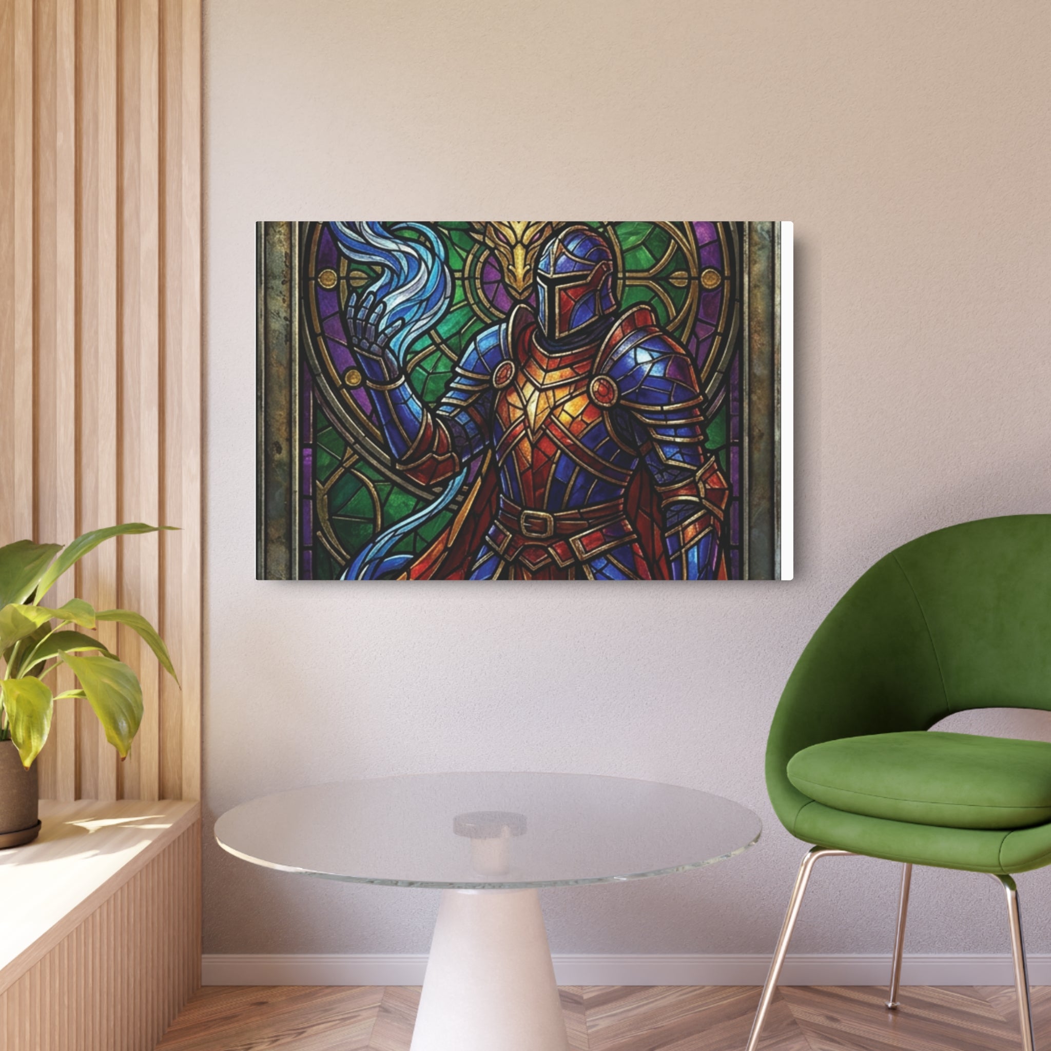 The Arcane Dragon-Knight – Stained-Glass Metal Print
