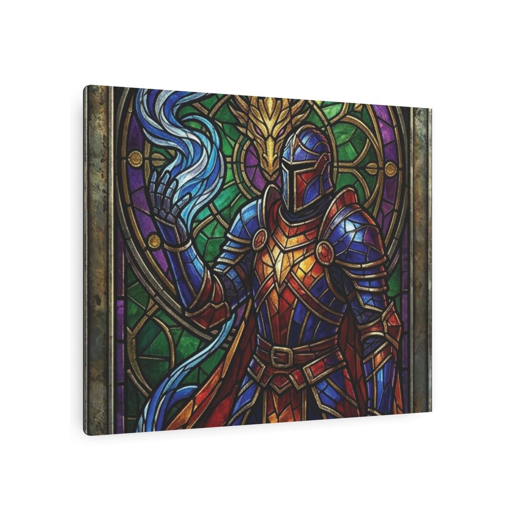 The Arcane Dragon-Knight – Stained-Glass Metal Print