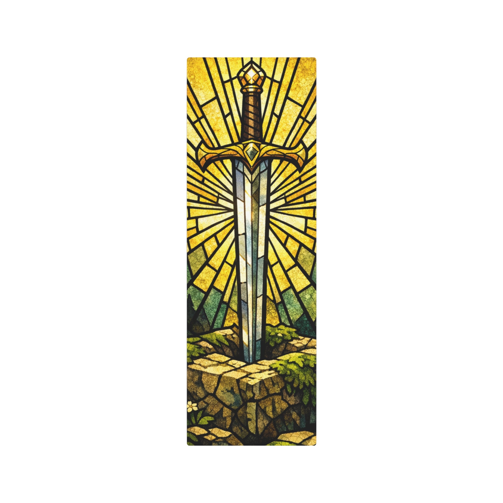 The Sovereign's Blade: Gothic Stained-Glass Art