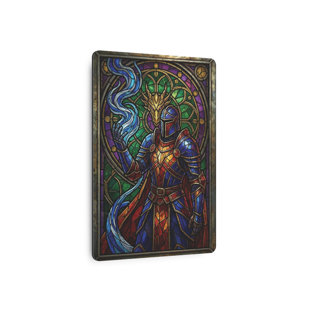 The Arcane Dragon-Knight – Stained-Glass Metal Print