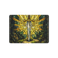 The Sovereign's Blade: Gothic Stained-Glass Art