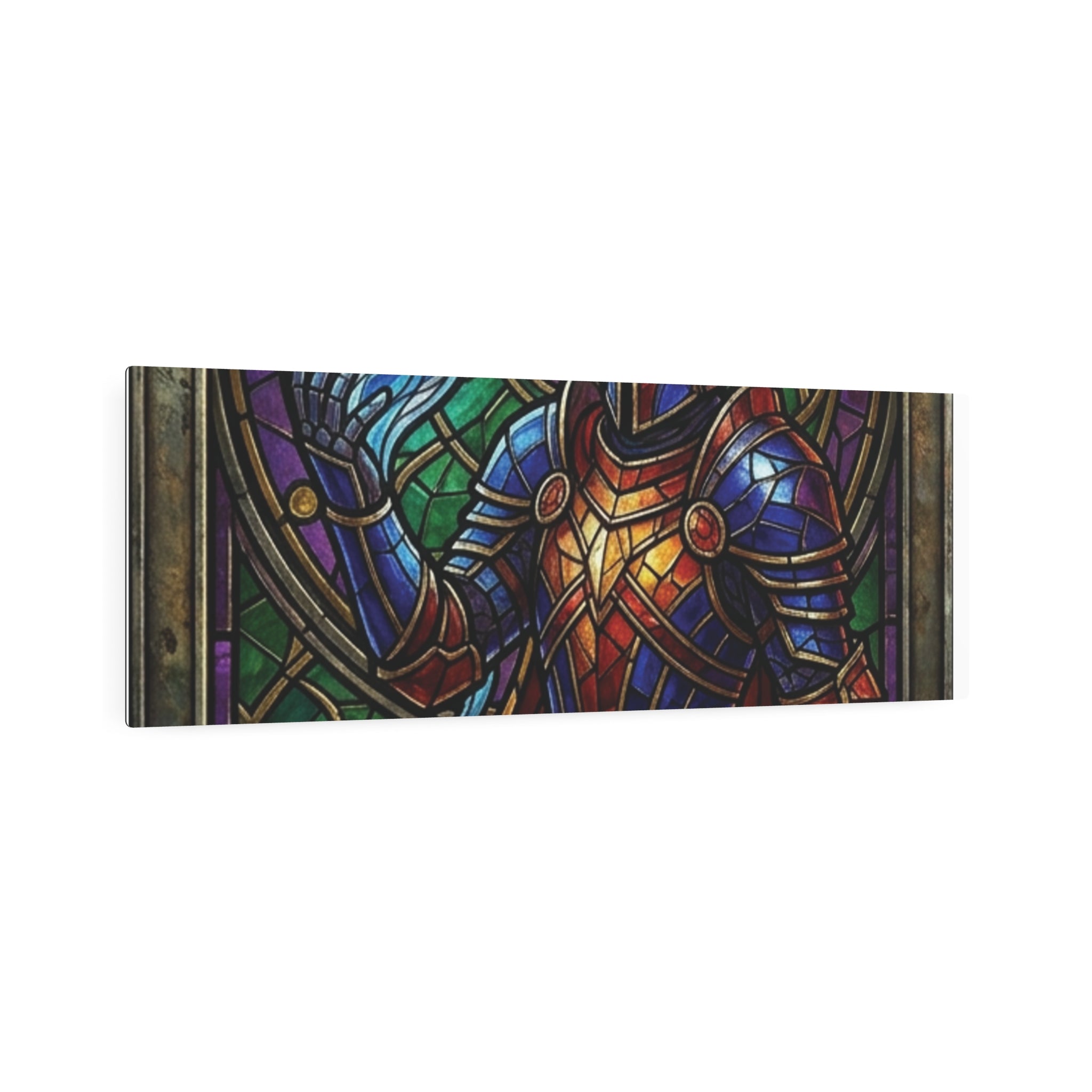 The Arcane Dragon-Knight – Stained-Glass Metal Print