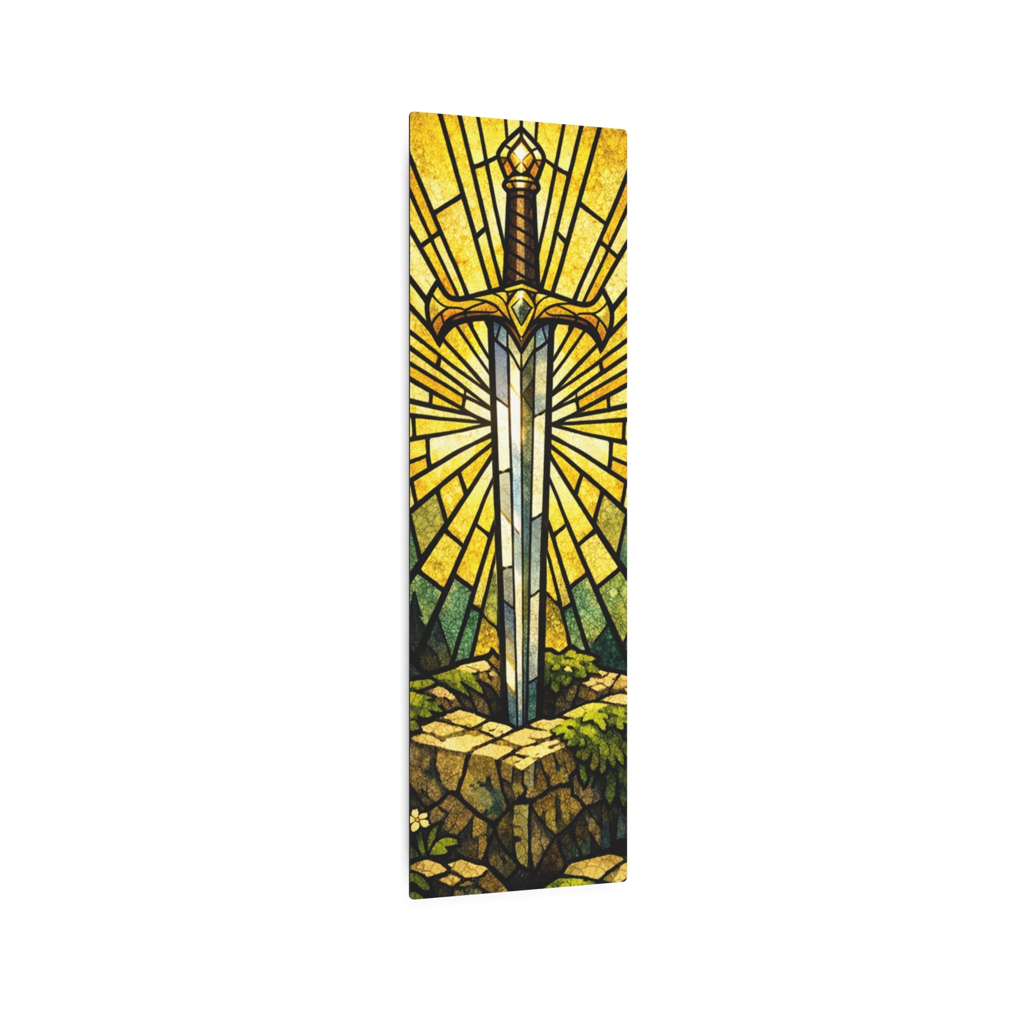 The Sovereign's Blade: Gothic Stained-Glass Art