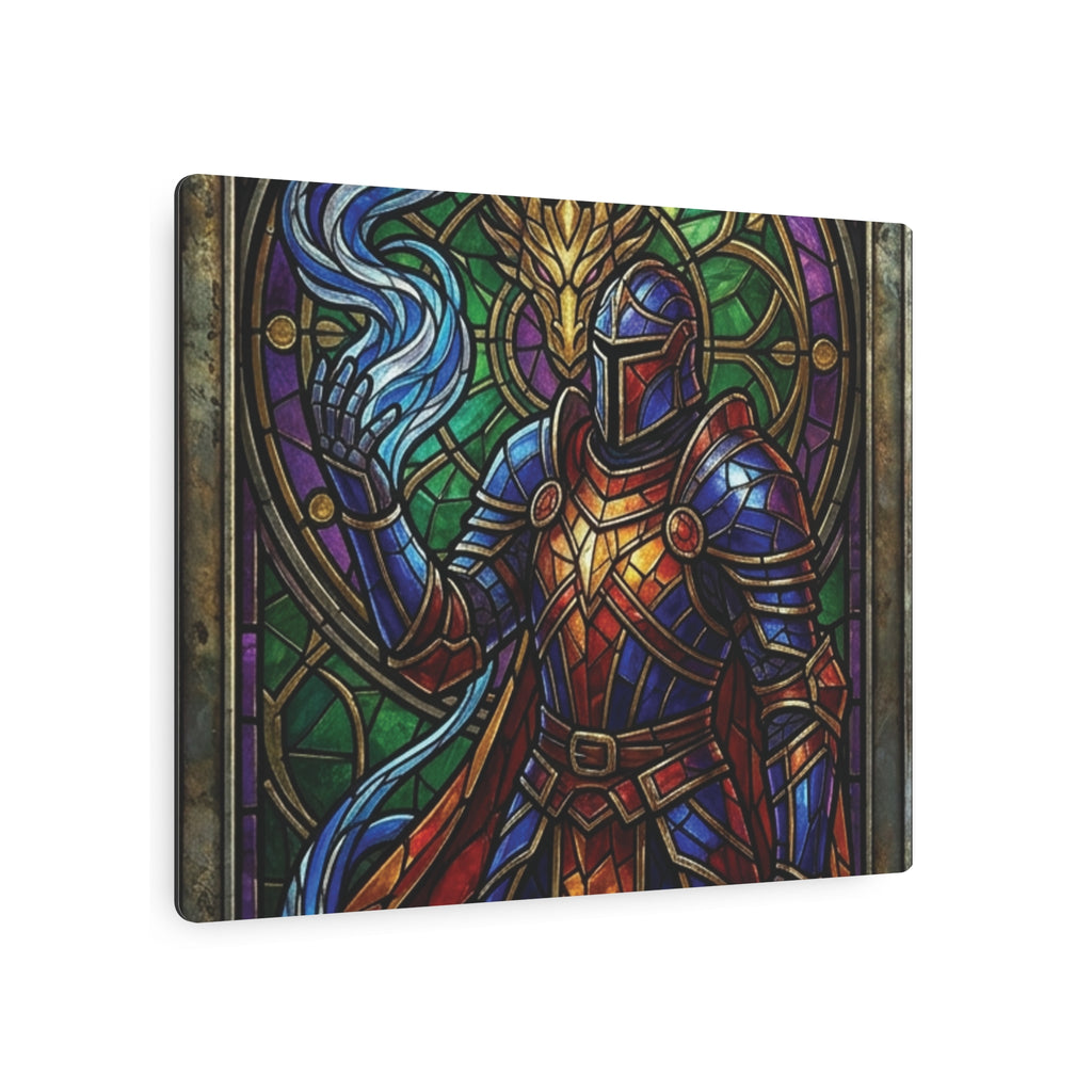 The Arcane Dragon-Knight – Stained-Glass Metal Print