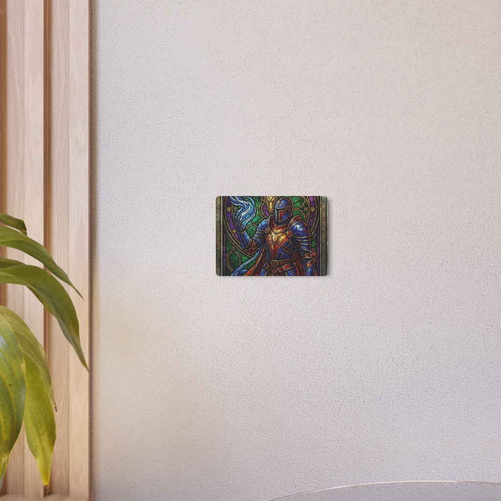 The Arcane Dragon-Knight – Stained-Glass Metal Print