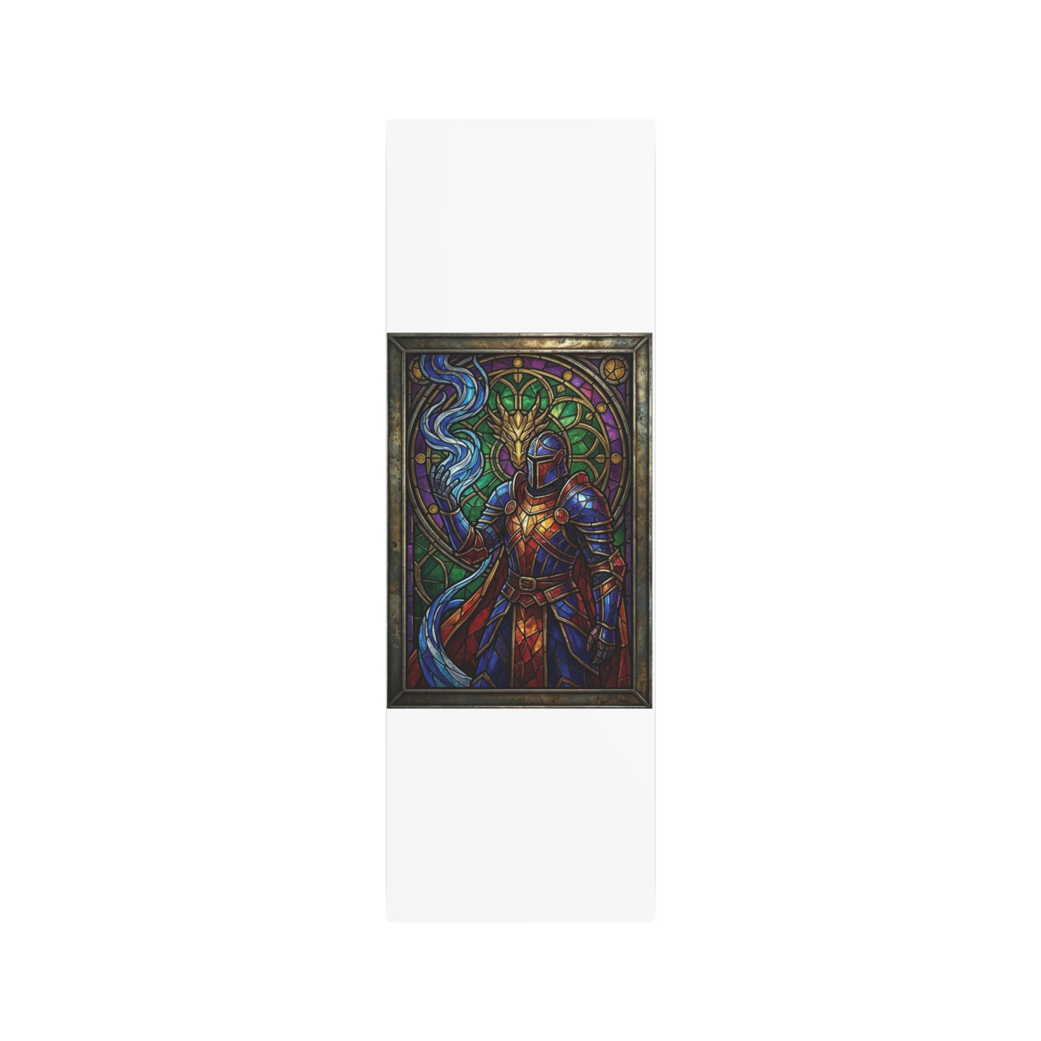The Arcane Dragon-Knight – Stained-Glass Metal Print