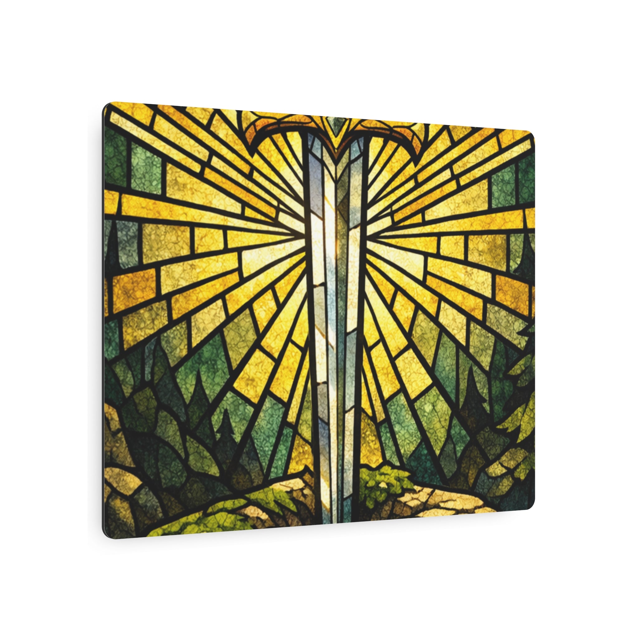 The Sovereign's Blade: Gothic Stained-Glass Art