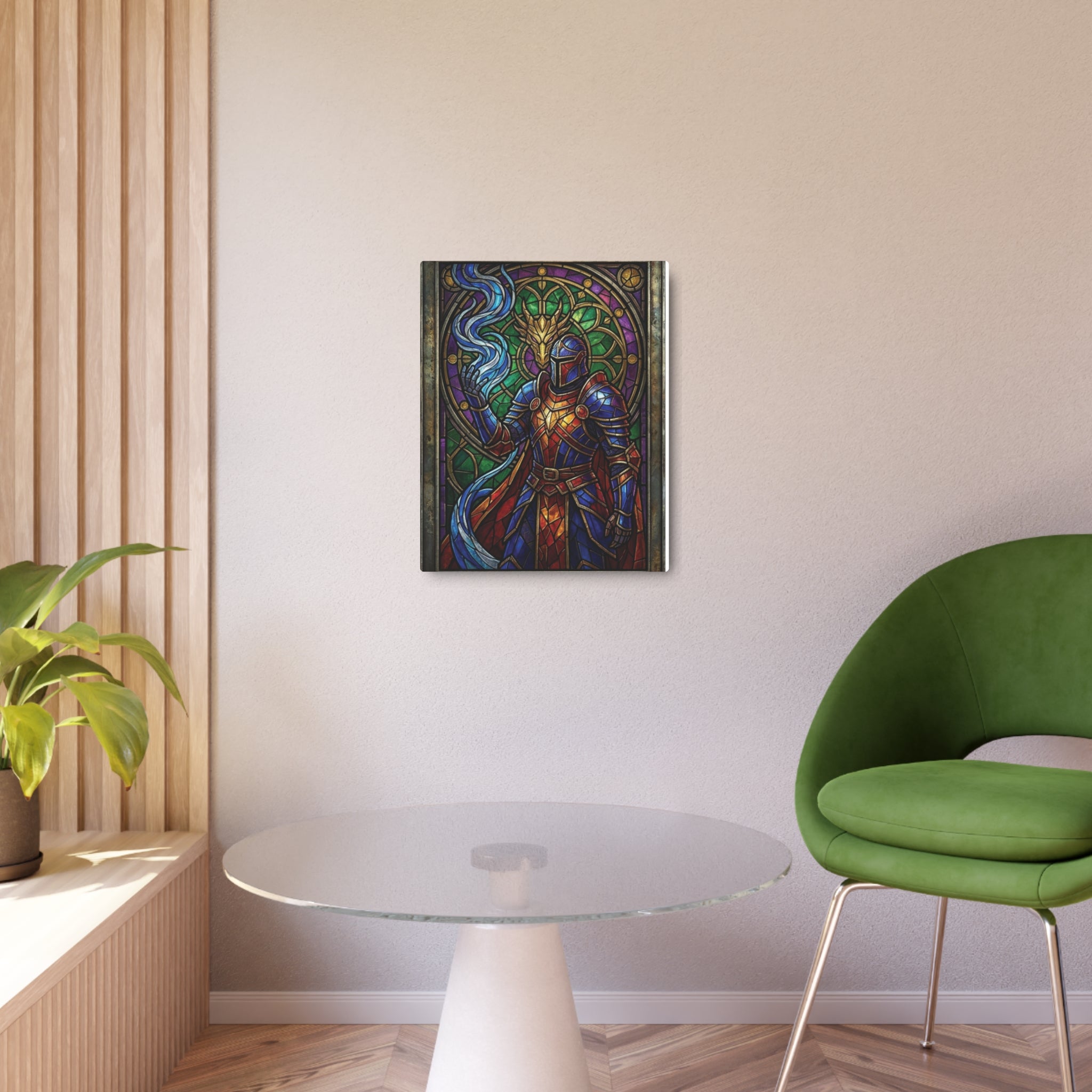 The Arcane Dragon-Knight – Stained-Glass Metal Print