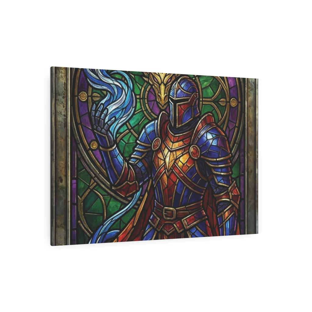The Arcane Dragon-Knight – Stained-Glass Metal Print